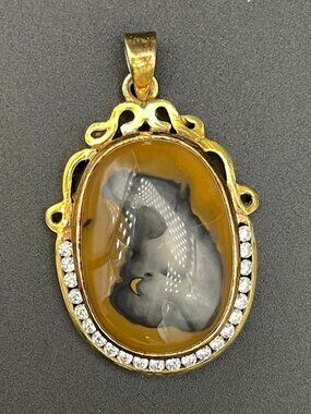 Gold Plated CZ and Agate Pendant